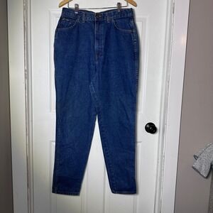 Vintage Chic High Waisted Mom Jeans Medium Wash Made in USA Tapered Leg 18 Tall